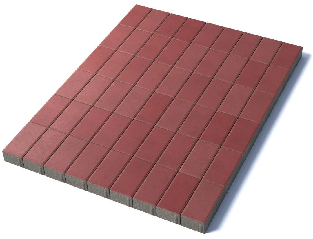 Тротуарная плитка Прямоугольник 200х100х60 мм, красный