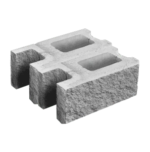 Заборный блок колотый, стеновой утолщенный, 380*380*140мм, серый
