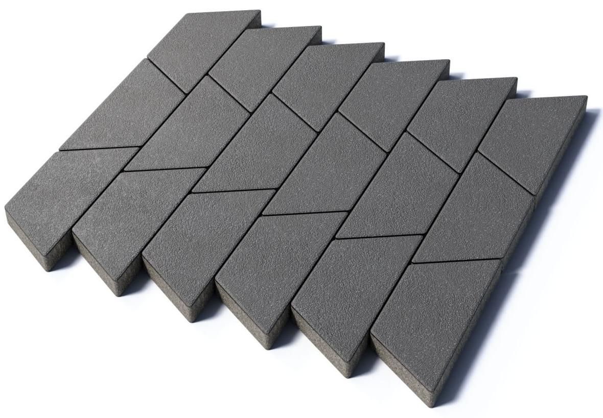 Тротуарная плитка Трапеция, 80 мм, гранит, серый