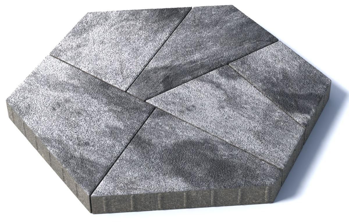 Тротуарная плитка Мозаика, 80 мм, гранит, Антрацит