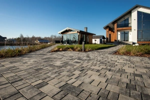 Тротуарная плитка Б.1.Фсм.6 гладкий листопад (черный, белый) - Антрацит